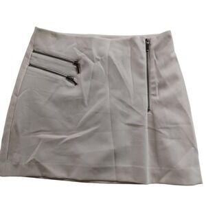Trouvé Skirt Womens 10 White Twill Zipper Pockets Short Mini Lined Stretch